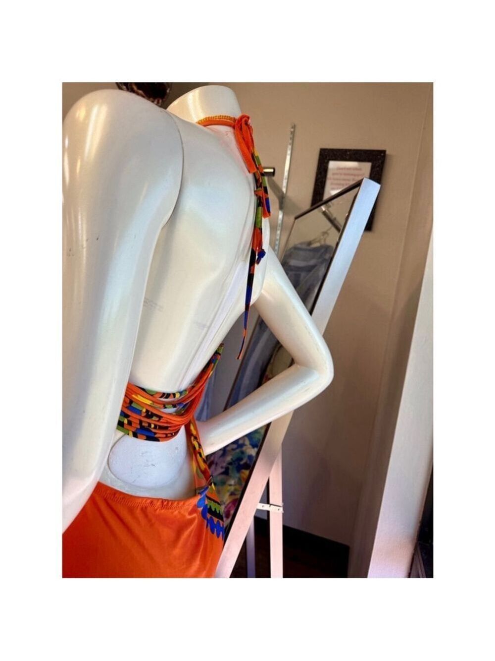 Vintage VENUS Orange Halter Strappy Maxi Dress Medium - Picture 8 of 14